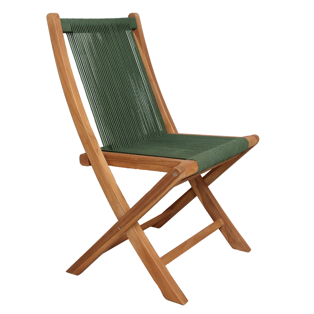 Rope folding garden chair green