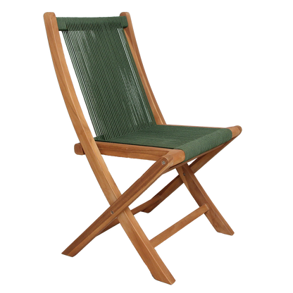 Rope folding garden chair green