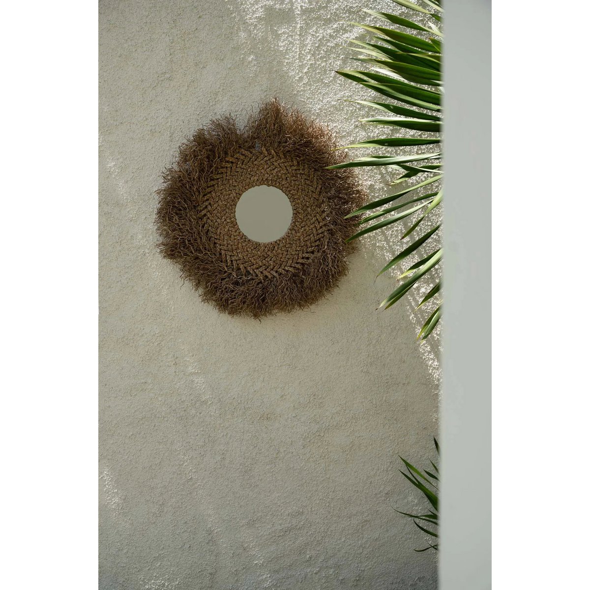 Water Hyacinth Wall Mirror - Natural Woven Round Mirror