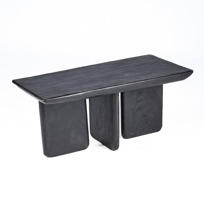 Mango Wood Coffee Table - Modern Black Obsidian Style