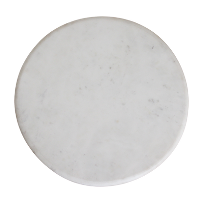 Marble Side Table - White Accent Table, Mango Wood Base, 30x30x50 cm