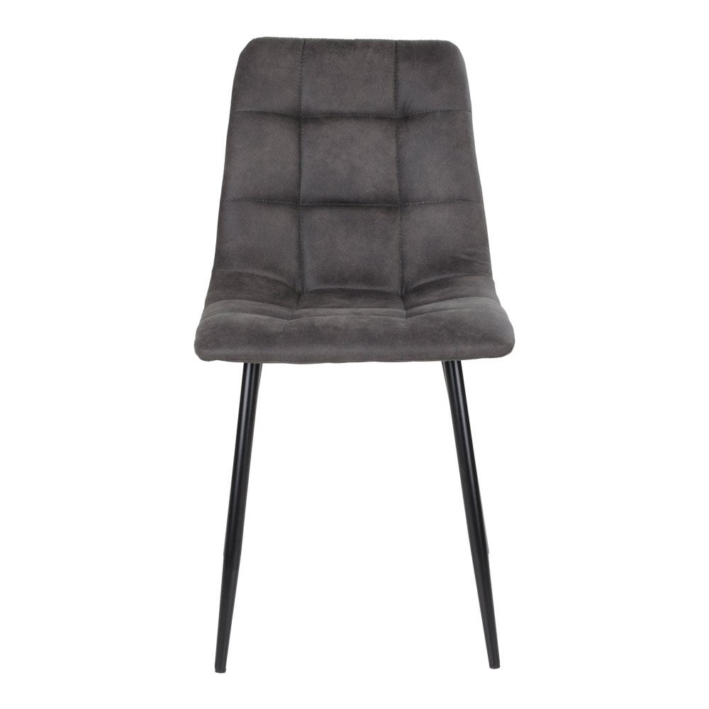 Middelfart Dining Chair - Microfiber, Steel, Grey - Set of 2