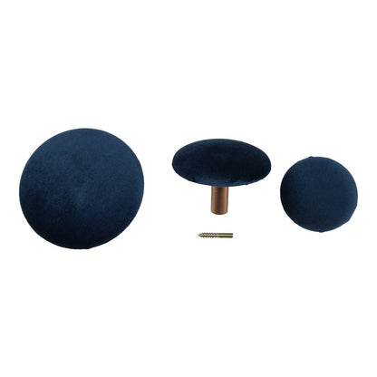 Giza Knobs - Velvet, Blue/Brass - Set of 3