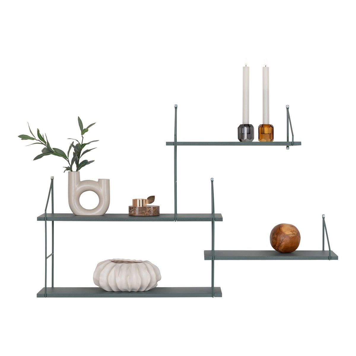 Harlem Shelf - Green, Steel/Paulownia, 99x17.5x62 cm