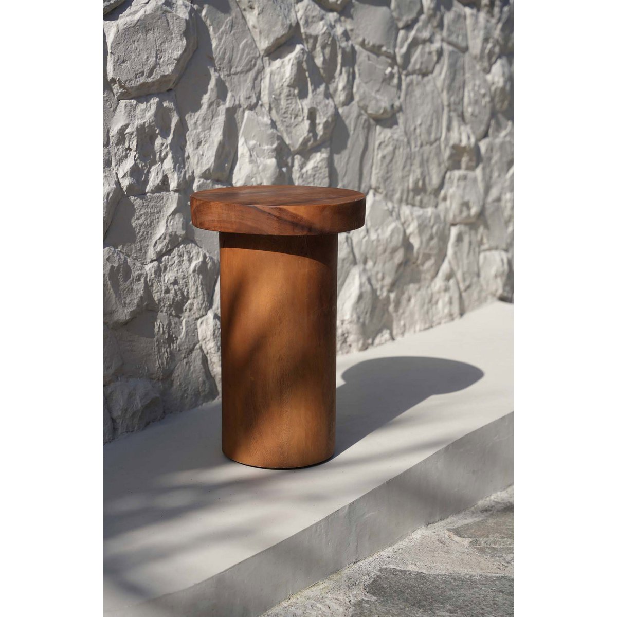 Solid Teak Wood Side Table - Organic Modern Accent Table - Natural
