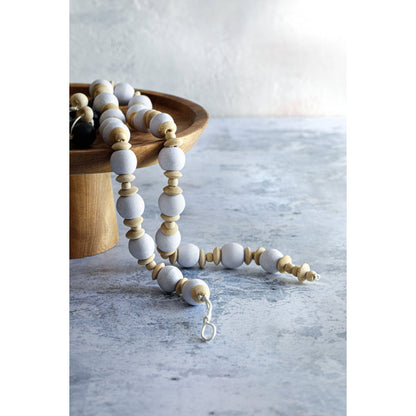 Natural Wood Woven Necklace - White Organic Style