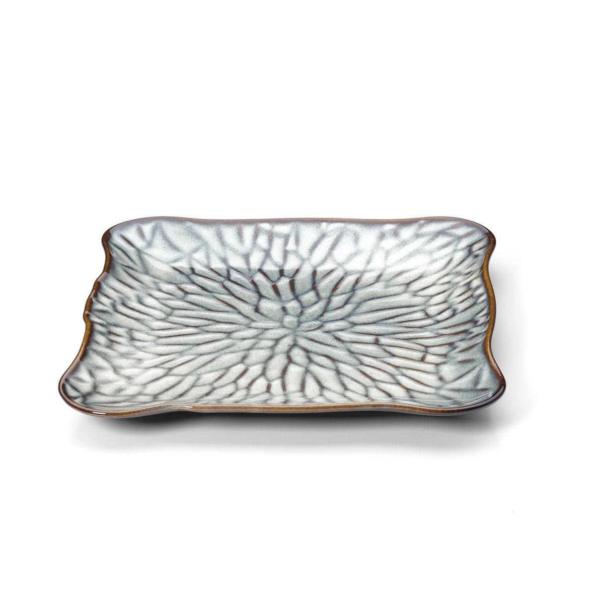 Ceramic Dinner Plate - Grey Brown Square Plate - Extra Large