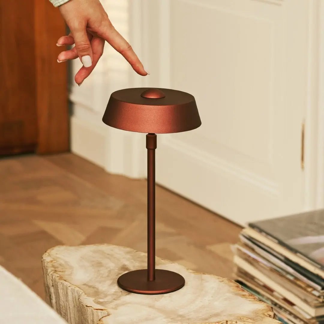 Bronze USB Rechargeable Table Lamp – Minimalist Dimmable Bedside Light