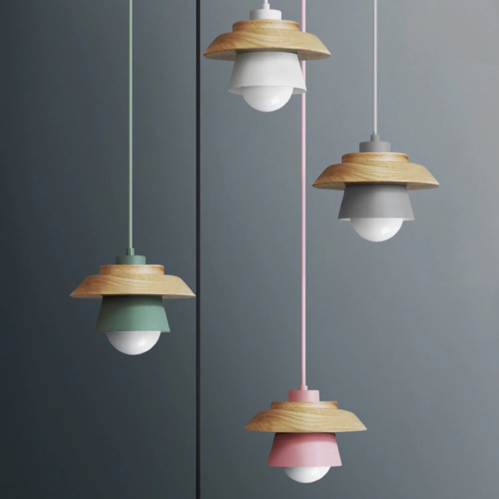 Nordic Mushroom Pendant Light | Metal & Wood