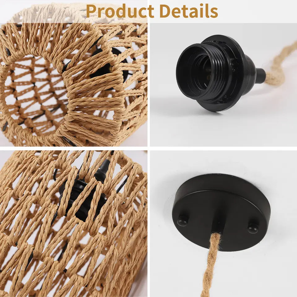 Rattan Pendant Light – Mid-Century Modern for Kitchen & Dining