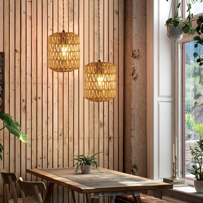 Rattan Pendant Light – Mid-Century Modern for Kitchen & Dining