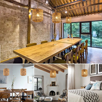 Rattan Pendant Light – Mid-Century Modern for Kitchen & Dining