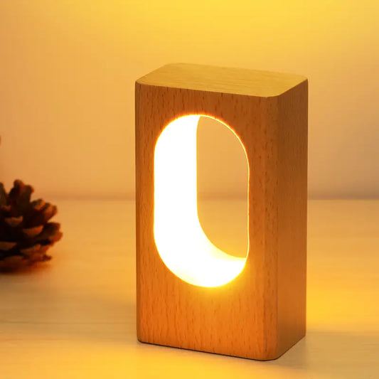 LED Wood Desk Lamp - Dimmable Night Light Decor