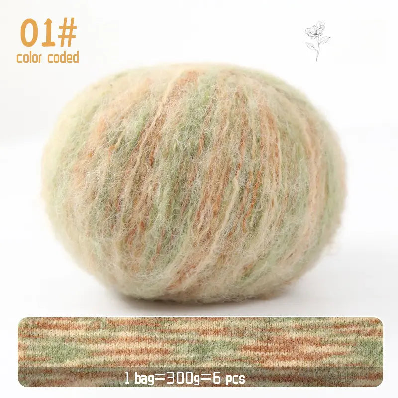 Gradient Mohair Yarn - 300g Colorful Blend for Knitting