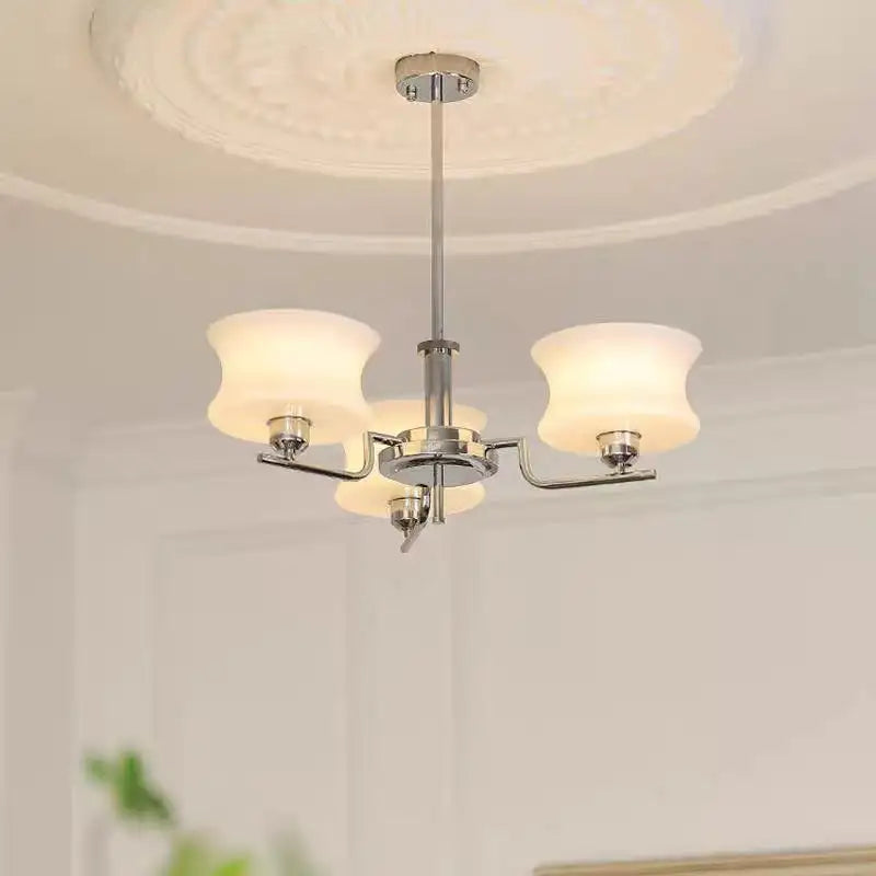 Milky White Glass Chandelier - Bauhaus Design for Modern Homes