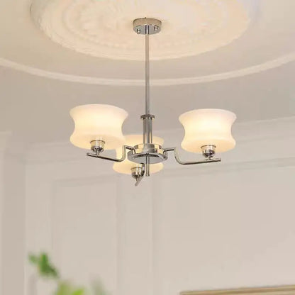 Milky White Glass Chandelier - Bauhaus Design for Modern Homes