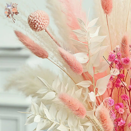 Pink & White Dried Flower Bouquet – Boho Wedding Centerpiece