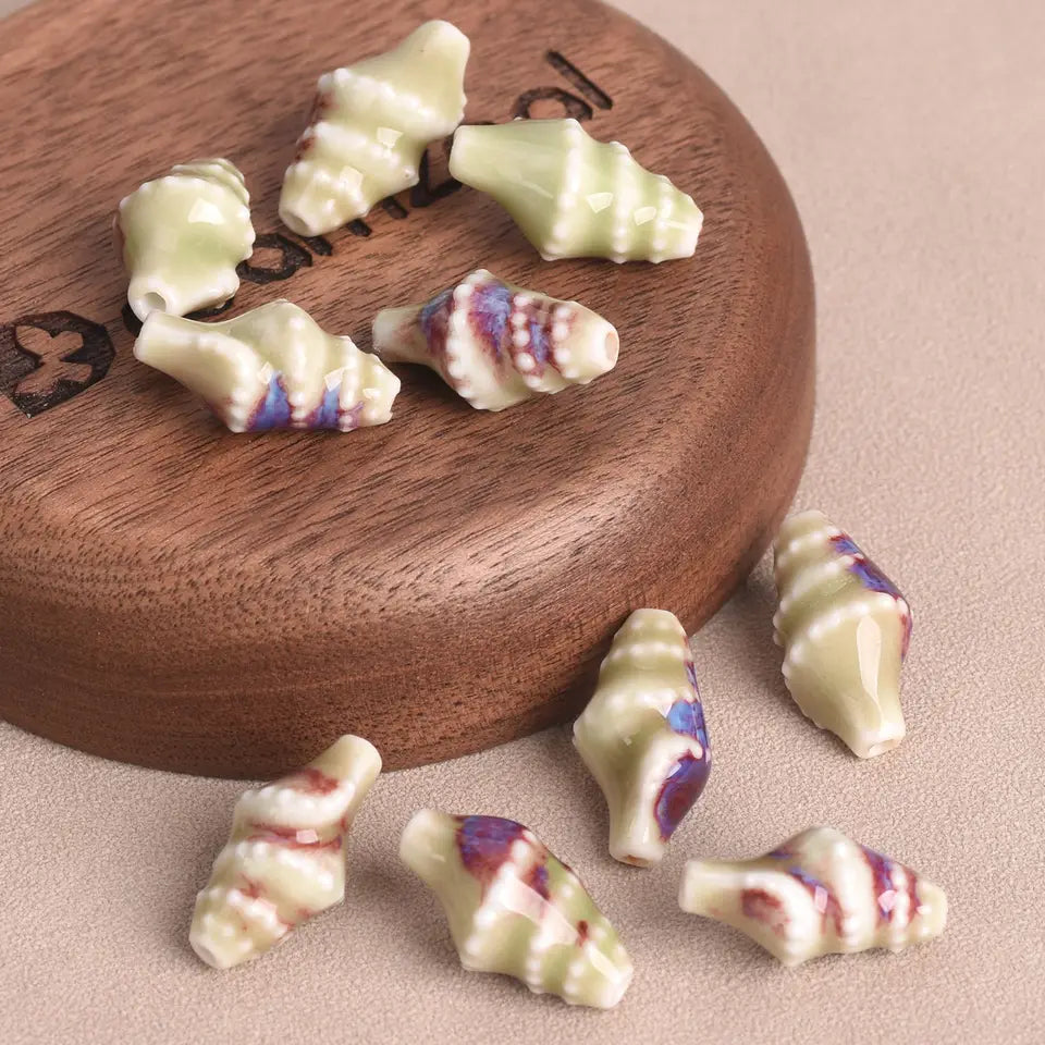 Ocean Conch Beads - Colorful Ceramic for Jewelry Making