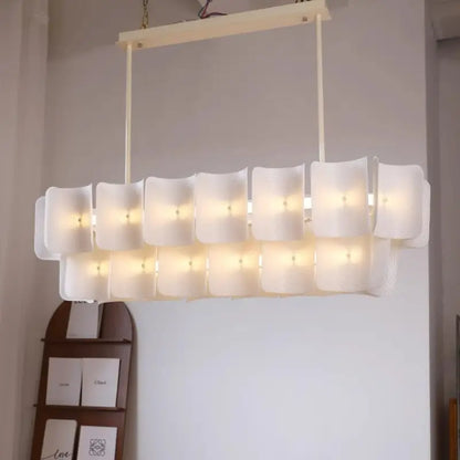 Minimalist White Chandelier - Acrylic Hanging Lamp for Dining