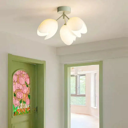 Nordic Warm Glow Ceiling Lamp, G9 Socket, Pastel Bell Orchid Design.