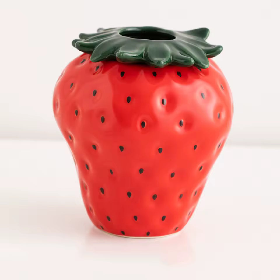Strawberry Ceramic Vase | Fruit Home Decor