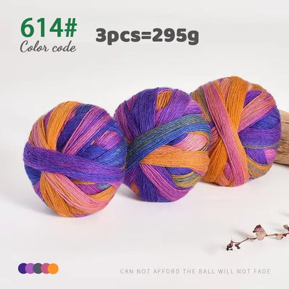 Rainbow Gradient Yarn - 295g Colorful Wool for Knitting