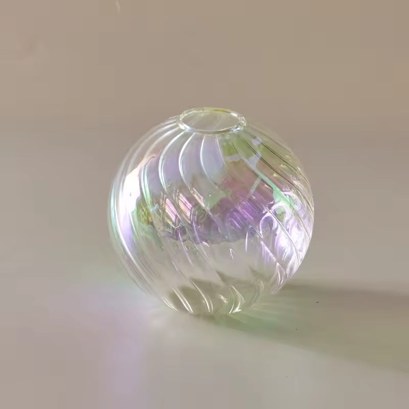 Iridescent Glass Vase - Modern Ball Vase Home Decor