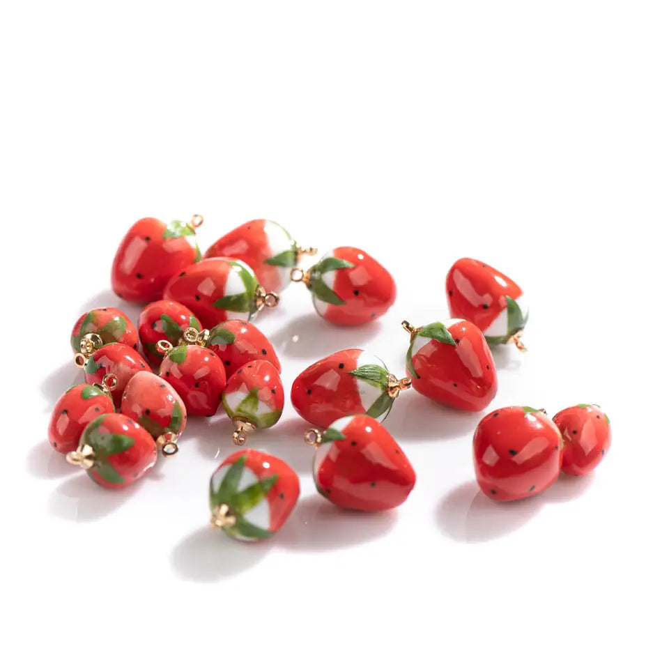 Strawberry Ceramic Beads - Retro Jewelry Pendant