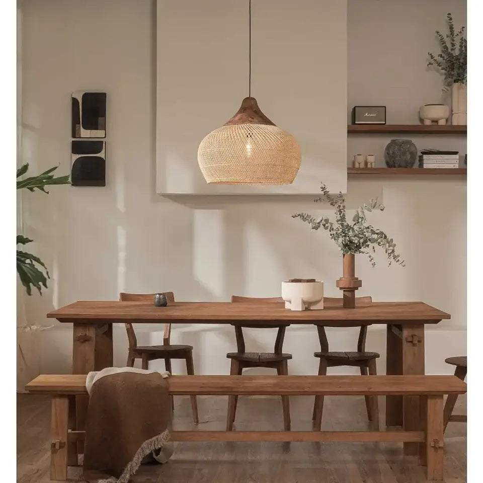 Rattan Pendant Light – Wabi-Sabi Style for Dining Room