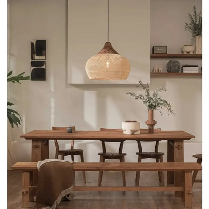 Rattan Pendant Light – Wabi-Sabi Style for Dining Room