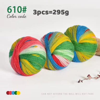 Rainbow Gradient Yarn - 295g Colorful Wool for Knitting