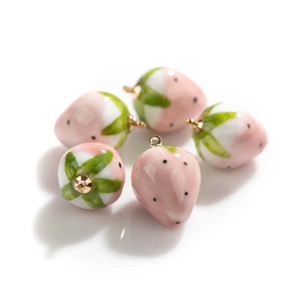 Strawberry Ceramic Beads - Retro Jewelry Pendant