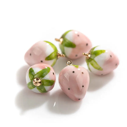 Strawberry Ceramic Beads - Retro Jewelry Pendant