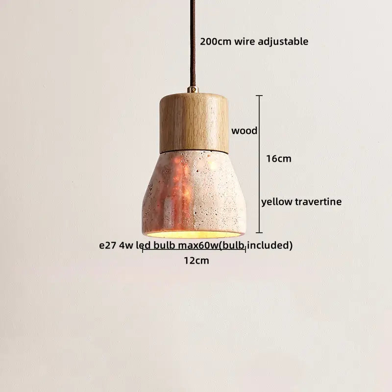 IWHD Cave Stone LED Pendant Lights Fixtures Yellow Travertine Restaurant Bedroom Living Room Modern Hanging Lamp Chandelier