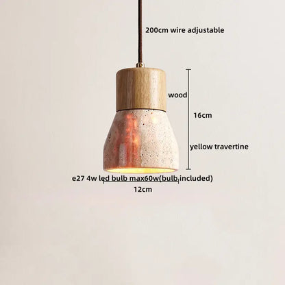 IWHD Cave Stone LED Pendant Lights Fixtures Yellow Travertine Restaurant Bedroom Living Room Modern Hanging Lamp Chandelier