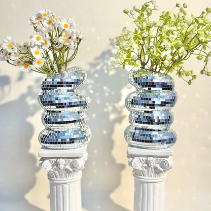 Disco Ball Vase – Glamorous Mirrored Decor for Flowers