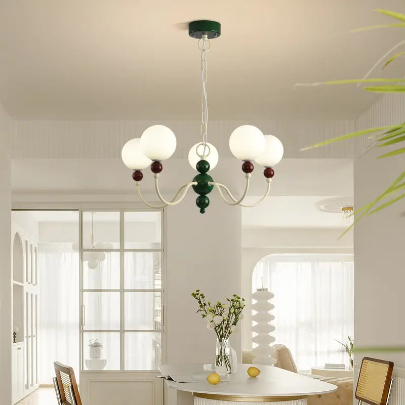 Cream Glass Chandelier - Modern Pendant Light for Any Room