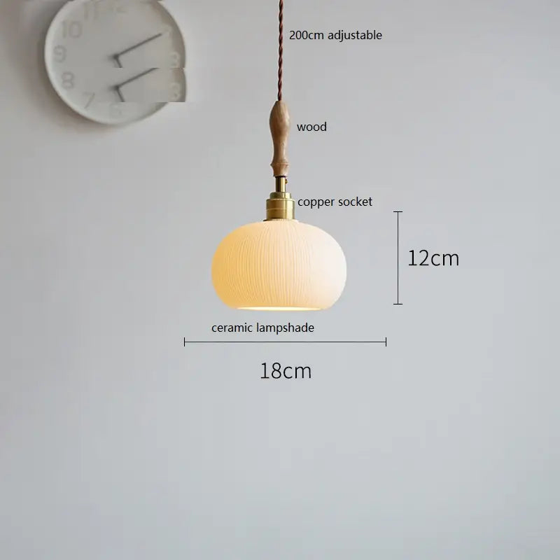 IWHD Schmetterling Keramik LED Pendelleuchte neben Holzgriff Kupfer Sockel Home Decor Schlafzimmer Esszimmer Wohnzimmer Licht Hängelampe
