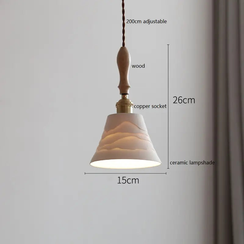 IWHD Schmetterling Keramik LED Pendelleuchte neben Holzgriff Kupfer Sockel Home Decor Schlafzimmer Esszimmer Wohnzimmer Licht Hängelampe