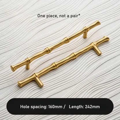 Satin Brass Cabinet Handle – Bamboo Design, Modern Upgrade