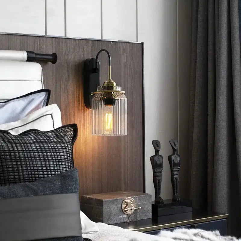 Retro Industrial Wall Sconce - Dimmable LED for Bedroom