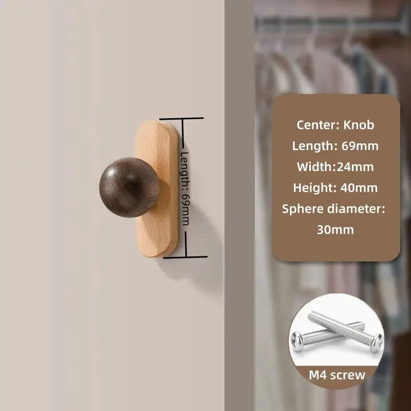 Walnut Cabinet Knobs – Minimalist Round Drawer Pulls