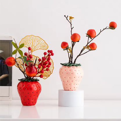 Strawberry Ceramic Vase, Living Room Decoration, Trendy Home Ornament.
