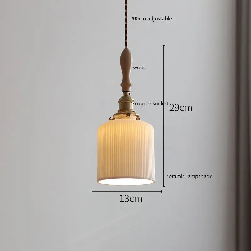 IWHD Schmetterling Keramik LED Pendelleuchte neben Holzgriff Kupfer Sockel Home Decor Schlafzimmer Esszimmer Wohnzimmer Licht Hängelampe