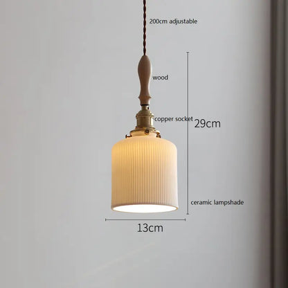 IWHD Schmetterling Keramik LED Pendelleuchte neben Holzgriff Kupfer Sockel Home Decor Schlafzimmer Esszimmer Wohnzimmer Licht Hängelampe