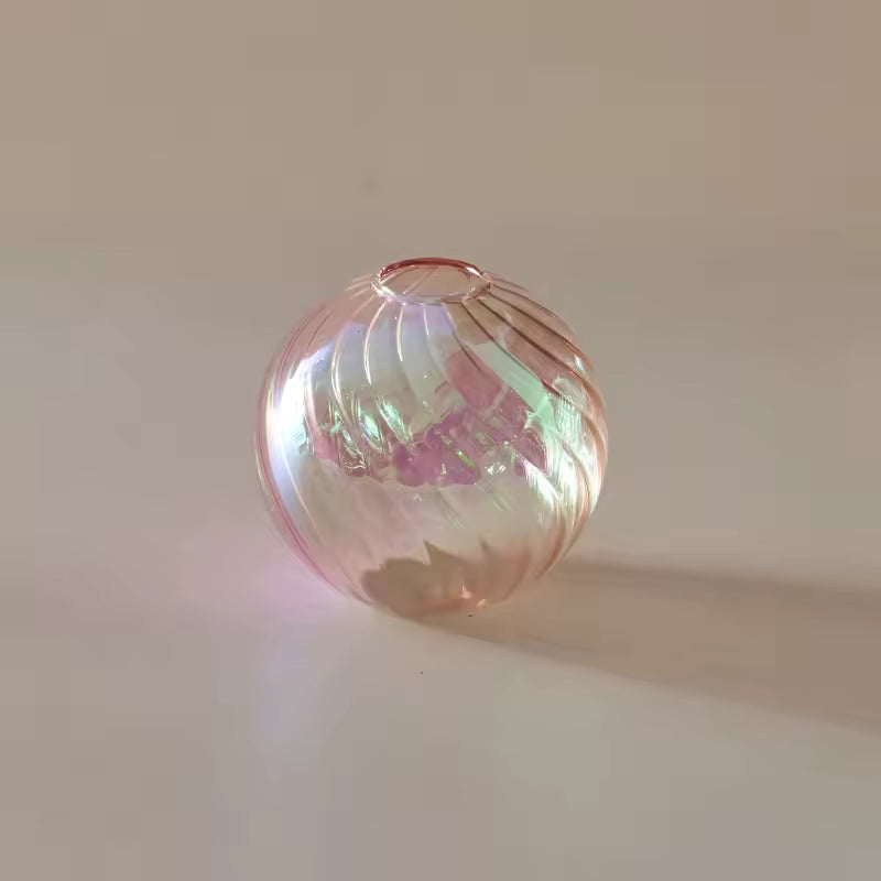 Iridescent Glass Vase - Modern Ball Vase Home Decor