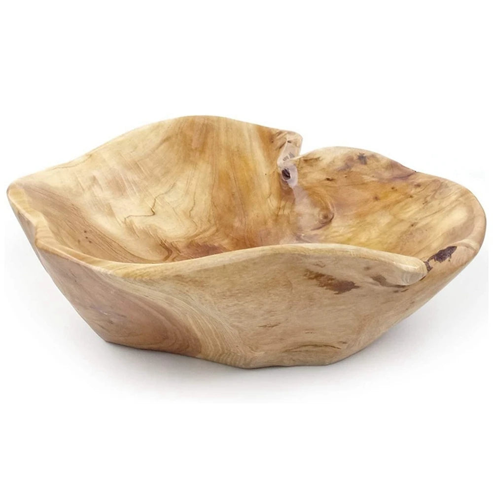 Houten Serveerschaal - Handgesneden Wortelhouten Fruit- of Snoepschaal, 15-19cm