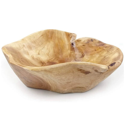 Houten Serveerschaal - Handgesneden Wortelhouten Fruit- of Snoepschaal, 15-19cm