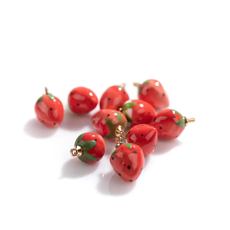 Strawberry Ceramic Beads - Retro Jewelry Pendant