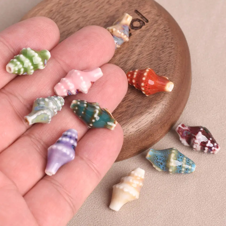Ocean Conch Beads - Colorful Ceramic for Jewelry Making